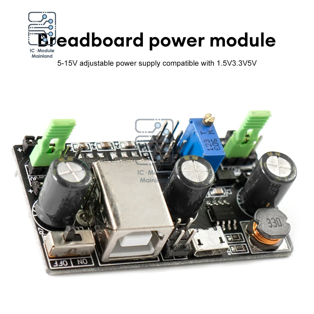 

DC 5V/3.3V Power Supply Board Module Two Channels Power Supply Breadboard Module Prototype for Breadboard for Arduino kit