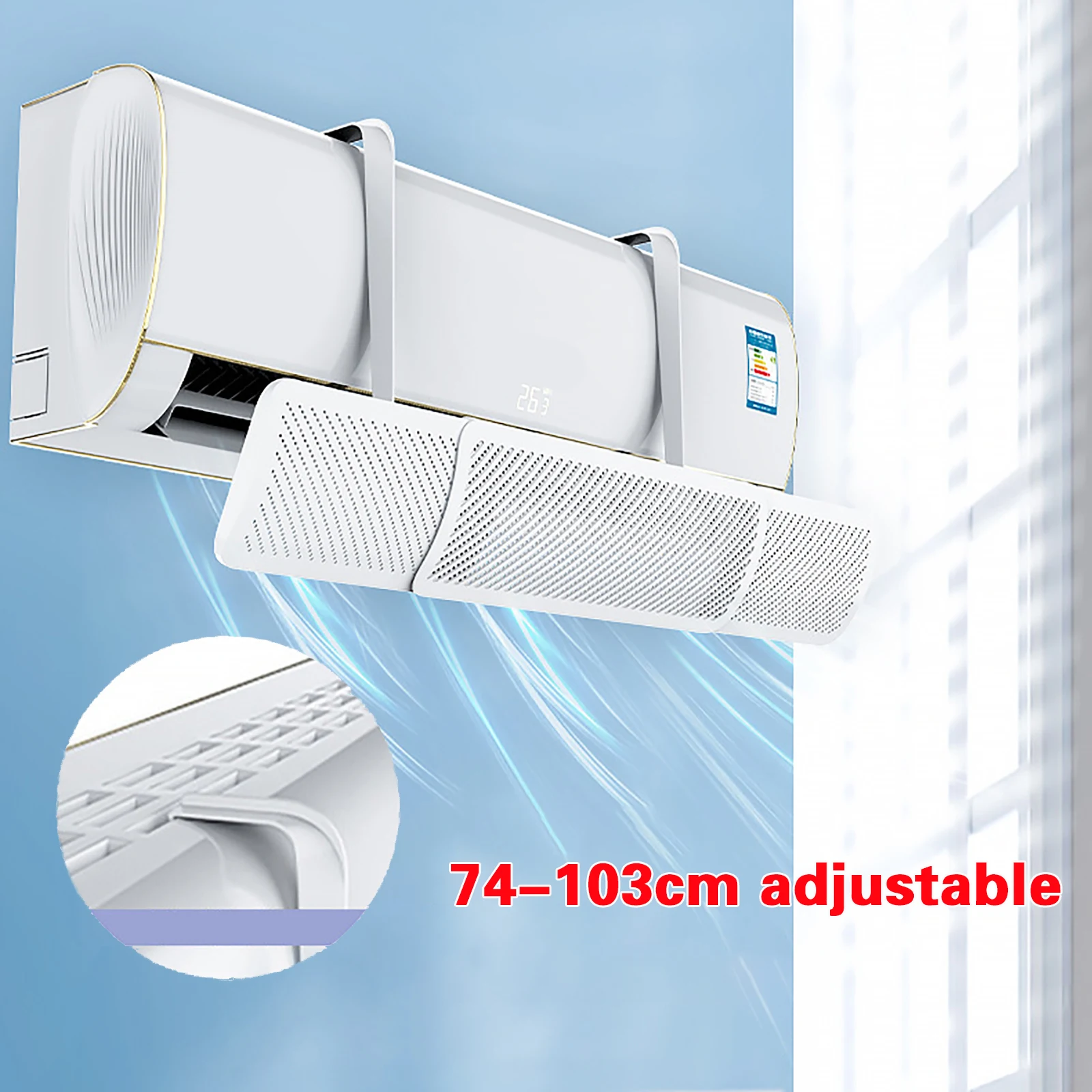 

Adjustable Anti-direct Blowing Air Conditioner Cover Home Office Air Conditioning Windshield Baffle Hanging-type Air Deflector