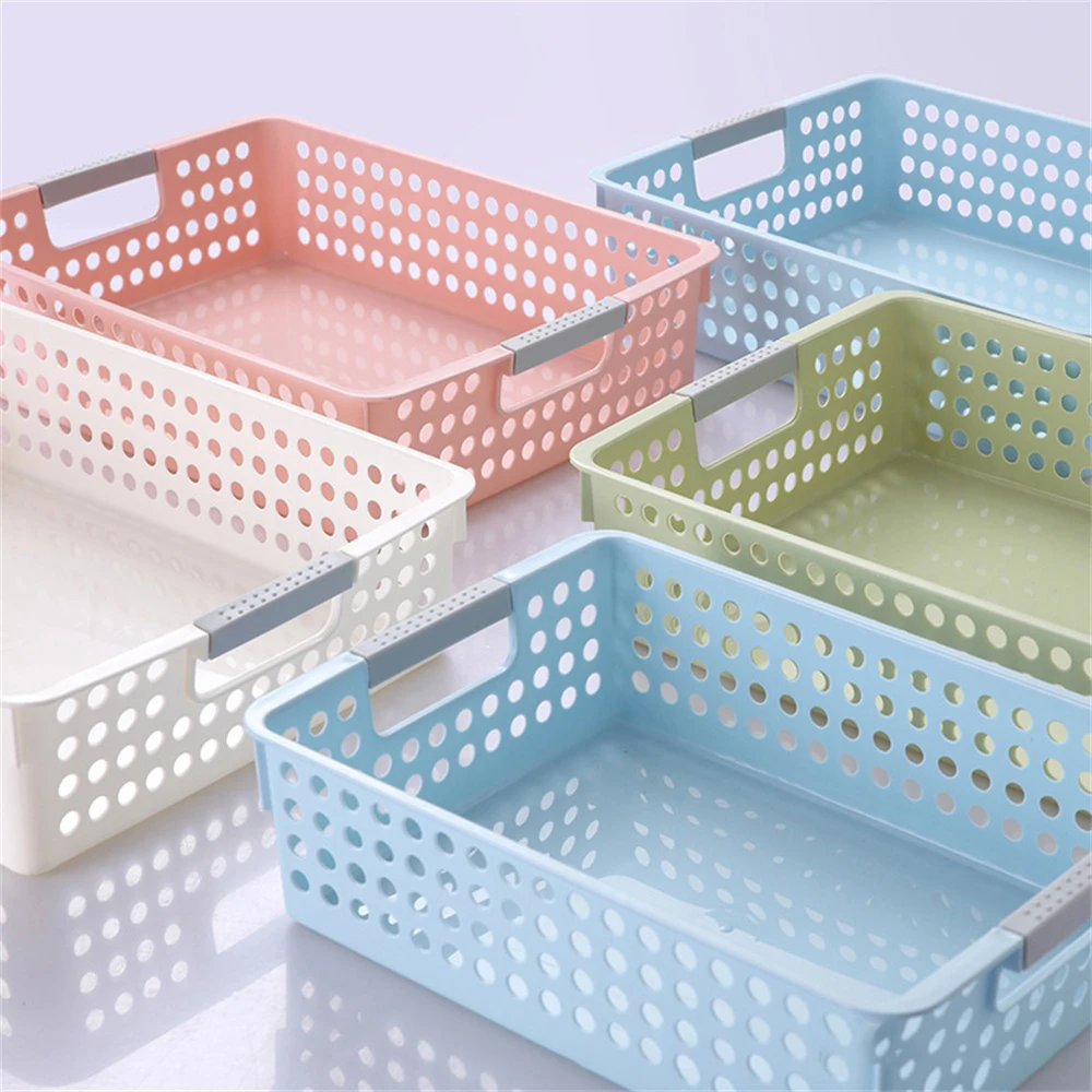 Pp Storage Basket Table Cosmetic Storage Basket Storage Organizer Food Storage Basket Save Space Blue/white/pink/green Foldable images - 6