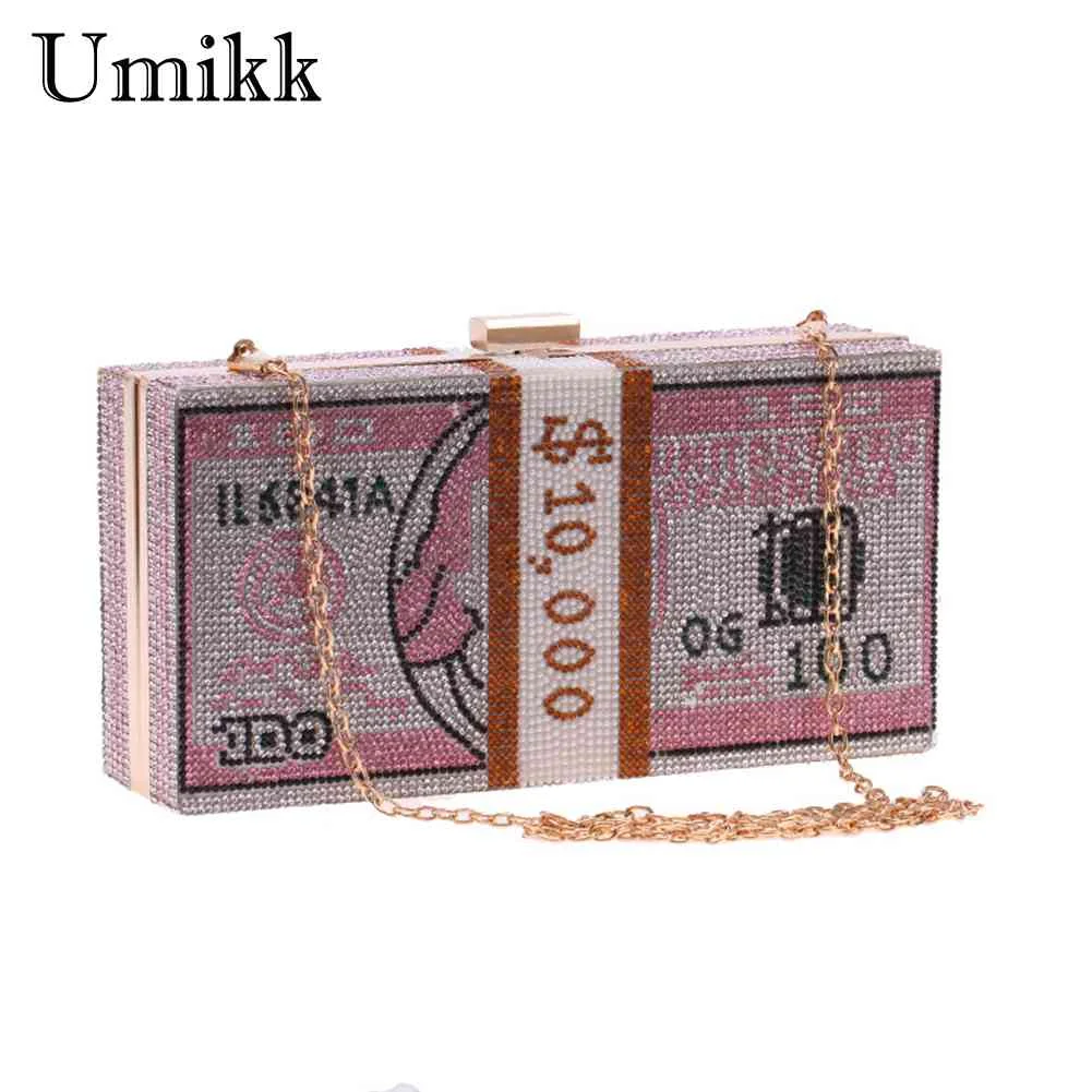Стразы кошельки-клатчи для денег 10000 долларов складные сумки с наличными