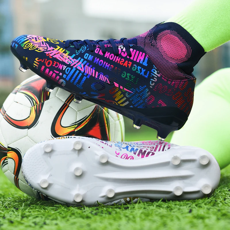 SENAGE Professional Soccer Shoes Teenager Adult High-Top FG Ankle Football Boots Lightweight Breathable Soccer Cleats Size 33-46