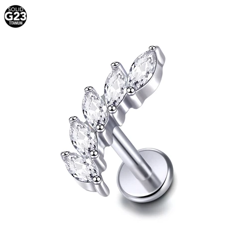 Титановая лабретка SWANJO с цирконом 16Г