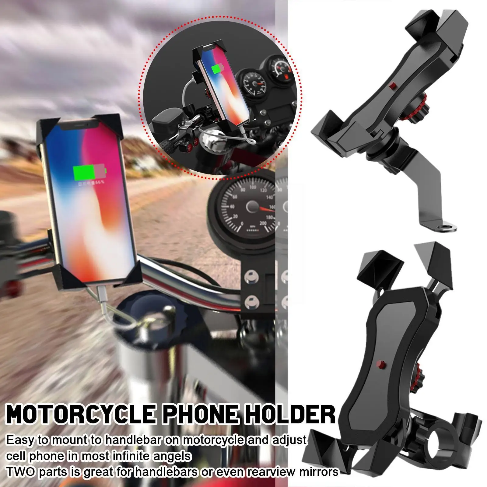 

Electric Bicycle Scooter Bike Adjustable Motorcycle Holder Mirrors Bracket Handlebars Mount Phone Navigation GPS Stand Rear