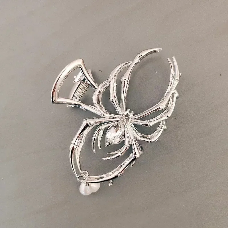 Заколка-паук в стиле Хэллоуин металлический аксессуар для волос с жемчужинами