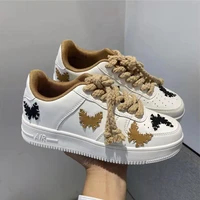 fashion butterfly patchwork zapatillas mujer casual 2022 spring solid white sneakers students streetwear vulcanized shoes