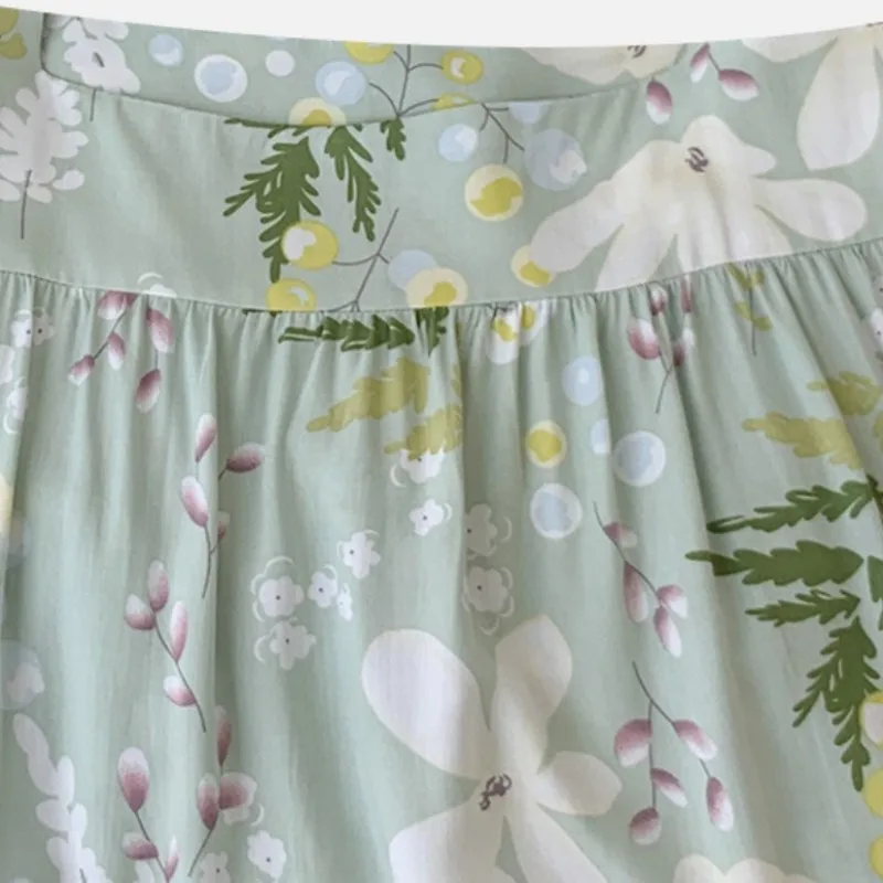 Women's Dresses 2023 Trend Ladies Nightwear Sweets Pajama Floral Print Pretty Gown Long Length Skirts New In Younger's Sleepwear