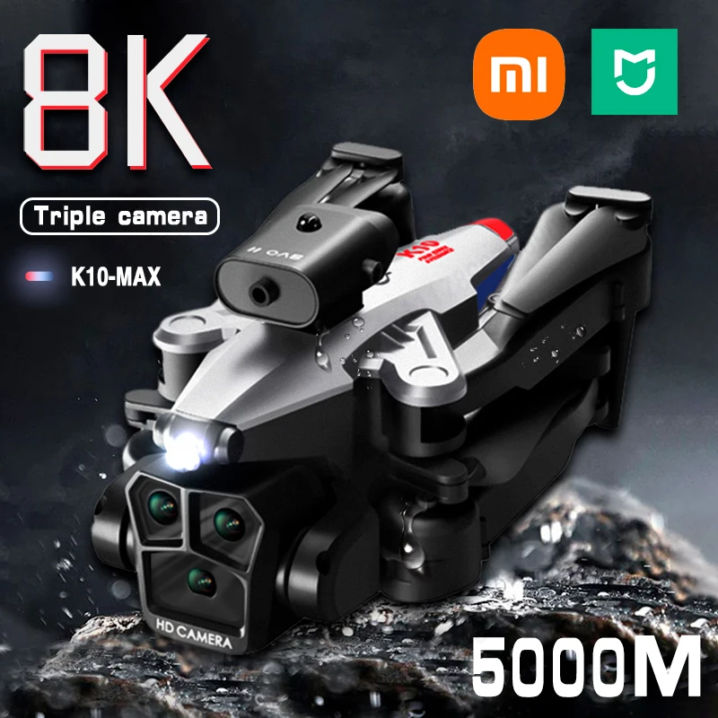 

Дрон Xiaomi MIJIA K10Max 8K, профессиональная трехкамерная широкоугольная оптическая локализация потока, обход препятствий в четырех направлениях, Радиоуправляемый, 5000 м