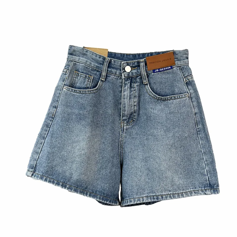 Large size high waisted denim shorts for women's summer 2023 new Korean fashion chubby mm loose and slim wide leg hot pants