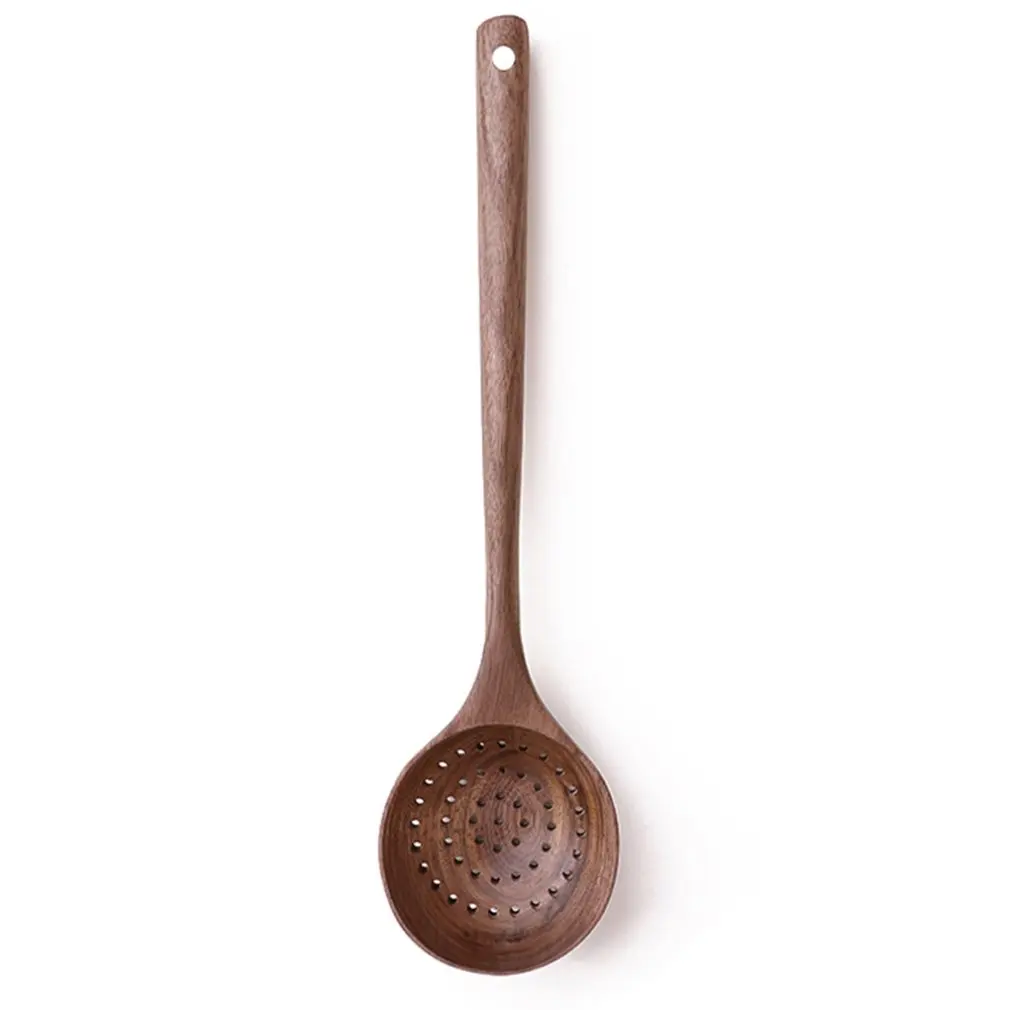 

Retro Wooden Cooking Spoon Shovel Black Walnut Kitchenware Set Environmentally Friendly Durable Colander