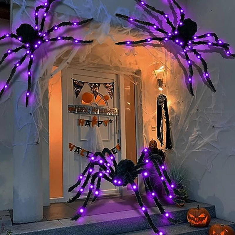 

Halloween Spider Decorations 4.1ft Light Up Giant Big Spiders Realistic Hanging for Outdoor Halloween Decor Yard Party House