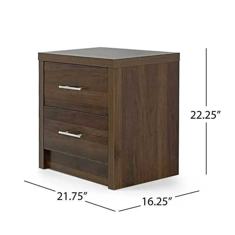 

Faux Wood 2 Drawer Nightstand, Walnut Black nightstand Cream bedside table Nordic table End table for bedroom Comoda con cajones