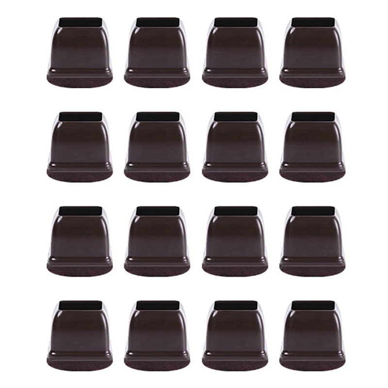 

32 Pcs Brown Silicone Chair Leg Floor Protectors, Square Chair Leg Caps With Wrapped Felt, Fit: 0.75 Inch-1.0 Inch