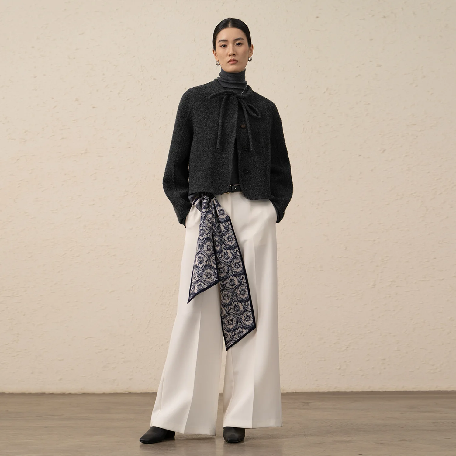 JIL домашнее бархатное пальто с верблюжьими бархатной петлей и ремешком ~