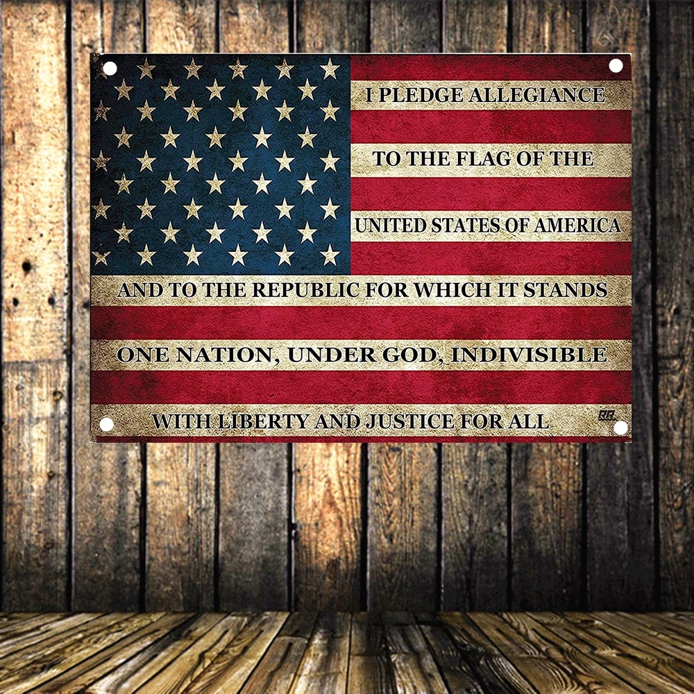 

Vintage American Flag Banner Art Home Decoration Hanging flag 4 Gromments in Corners Wall Art Canvas Painting Wall Hanging Mural