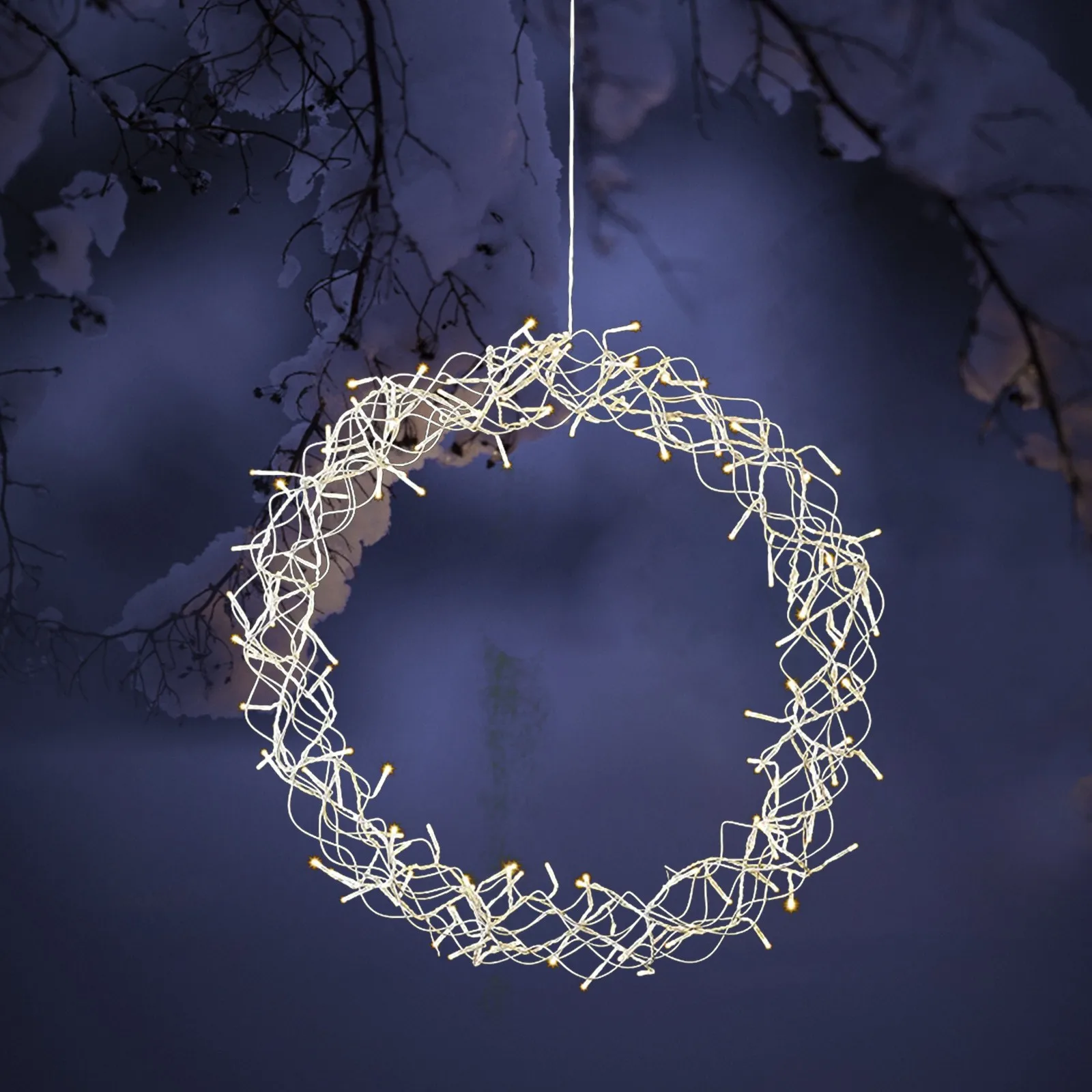 

Wire Gold Diameter LED LED Wreath With Warm Cm Lighting White 30 Mesh Light Decoration Crafts Smart Ornament