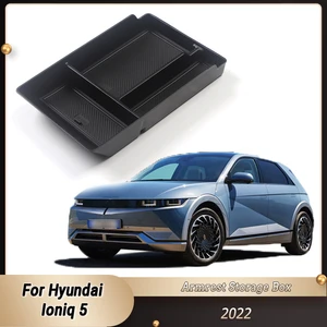Black ABS Car Center Armrest Storage Box Center Console Organizer Container Holder Tray Accessories for Hyundai Ioniq 5 2022