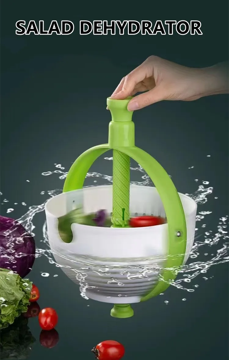 

Salad Rotator Kitchen Fruit And Vegetable Dryer Spin Dry Washer Drain Basket With Foldable Handle Kitchen Accessories