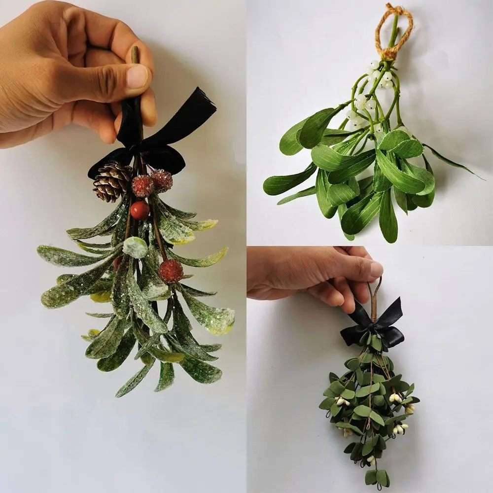 

New Frosted Sprigs Glitter Wedding Decorations Christmas Wreaths Decor Garlands Artificial Mistletoe Imitation Plants