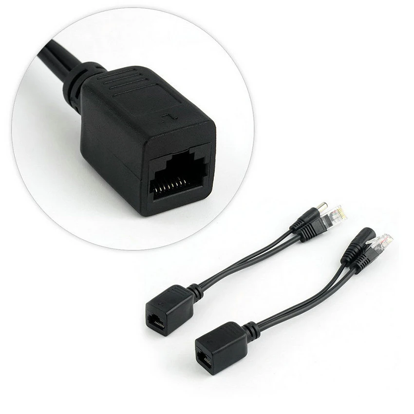 4pcs(2pair) POE Splitter POE Switch POE Cable adapter Tape Screened 5V 12V 24V 48V Power Supply Cable 5.5*2.1mm images - 6