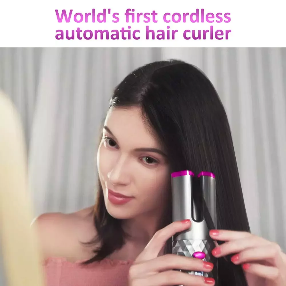 

NEW2023 Cordless Auto Curling Iron With LCD Display Adjustable Temperature Hair Curler Rechargeable Auto Curler For Curls Or Wav