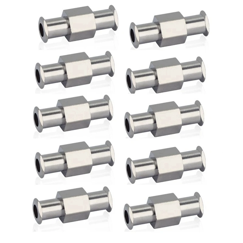 

New 10Pcs Coupler Luer Syringe Connector Metal Double Joints Luer Lock Adapter Coupler For Pneumatic Parts