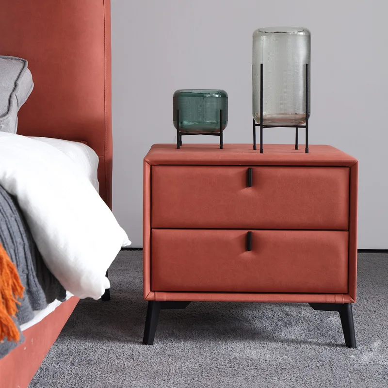 

2022 New NightstandsBedside Table Internet Celebrity Ins Style Modern Simple and Light Luxury Small Bedroom Leather Minimalist S