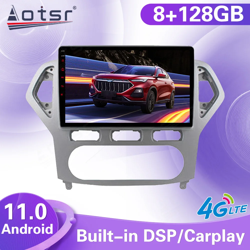 

128G Android 11 Автомобильный мультимедийный плеер стерео для Ford Mondeo 4 mk4 2010 - 2014 GPS Navi автомобильное аудио радио головное устройство 1 Din Carplay