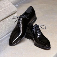 oxford shoes men shoes pu solid color fashion business casual wedding party retro one piece lace up classic dress shoes cp113