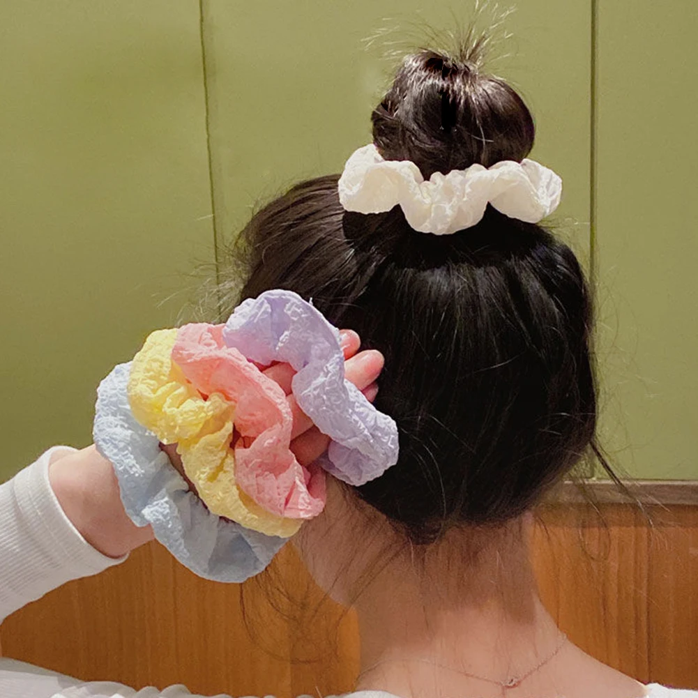 

Spring color girl heart hair ring tied hair rope sweet all-match fabric head rope net red ins headdress large intestine hairring