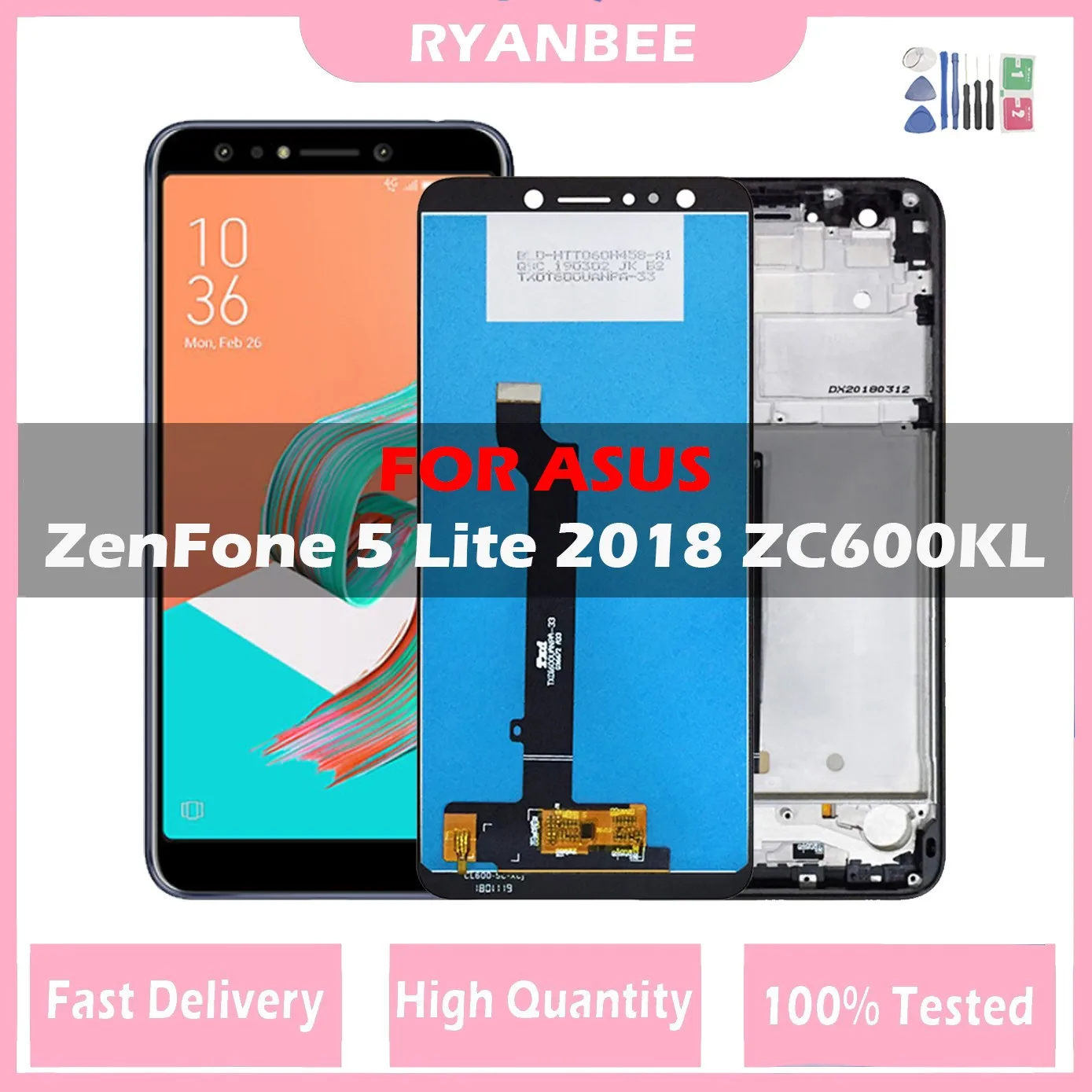 ЖК-дисплей 6,0 дюйма X017D для Asus Zenfone 5 Lite 5Q ZC600KL X017DA, дисплей с сенсорным экраном и дигитайзером в сборе, Замена с рамкой