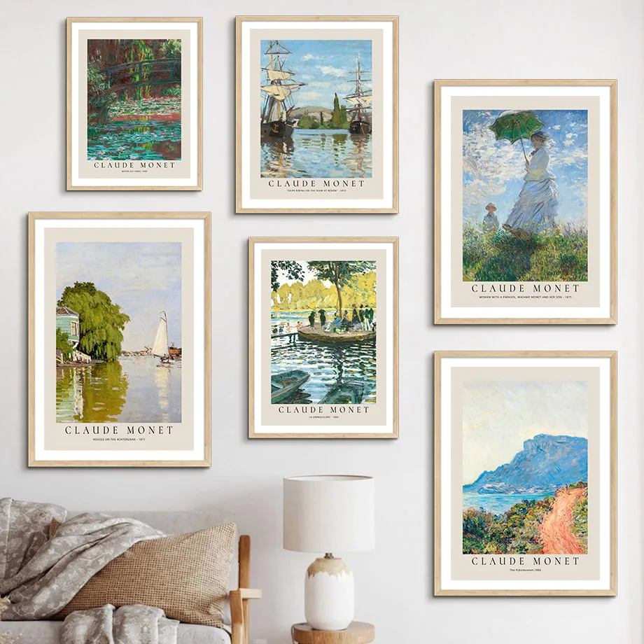 

Retro Claude Monet Sea Abstract Landscape Wall Art Canvas Painting Nordic Posters And Prints Wall Pictures For Living Room Decor