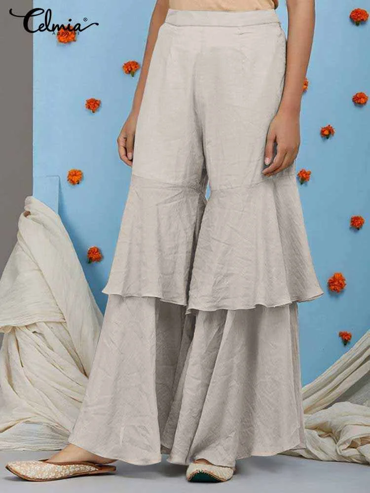 

Celmia Women 2023 Summer Long Trousers Women Fashion Wide Leg Pants Casual High Waist Elegant Work Pantalon Femme Party Palazzo