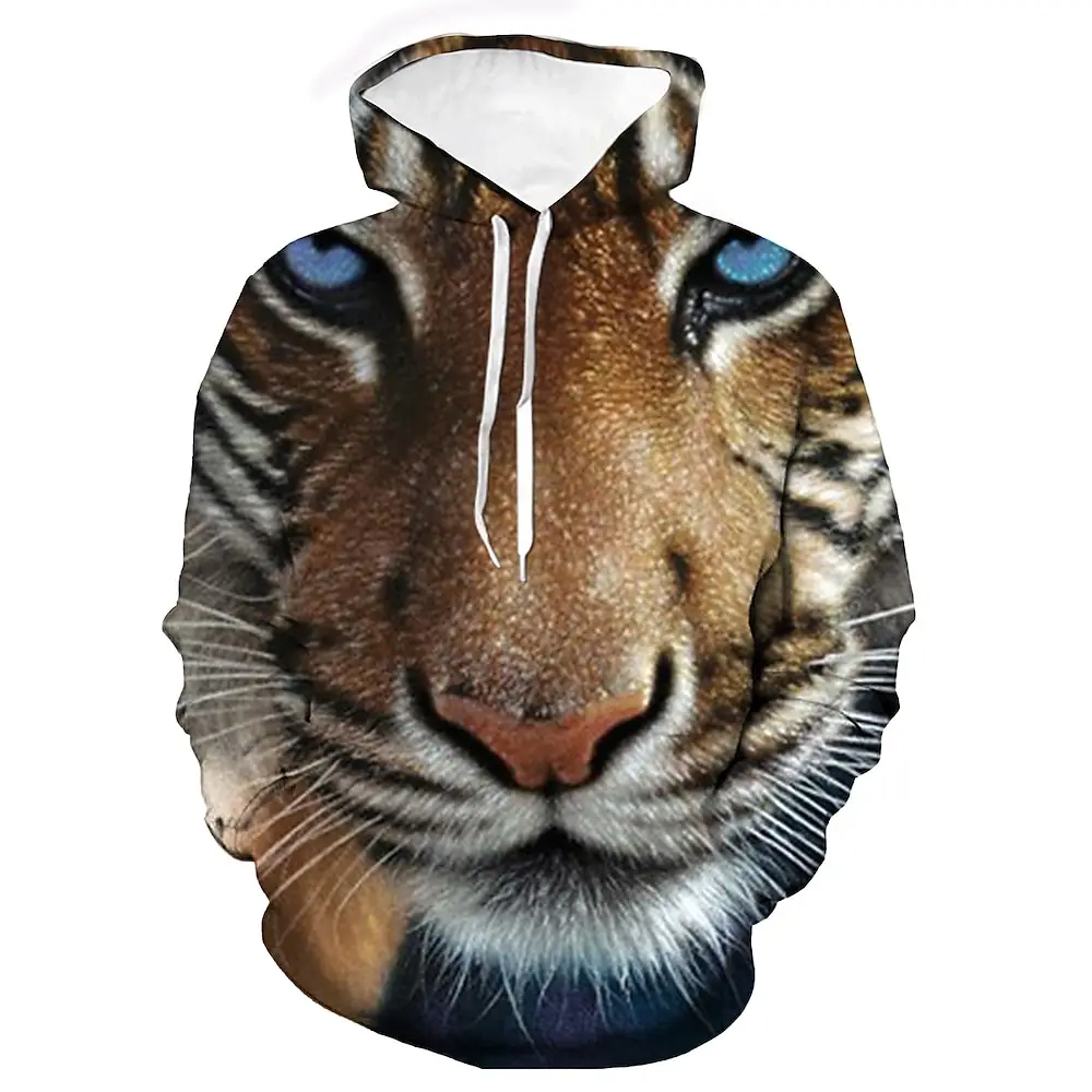 

Мужская толстовка с капюшоном унисекс, пуловер с капюшоном, Свитшот желтого, золотого, радужного, коричневого цвета, с капюшоном, с рисунком тигра