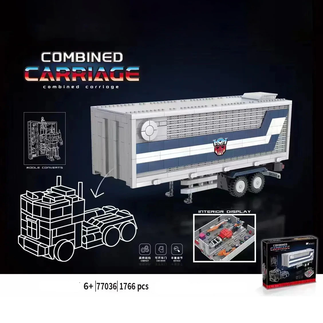 

Carriage Upgrade Kit Pobot Prime 77036 Trailer 10302 Block Technical Truck Armory Transformation Building Brick Constructor