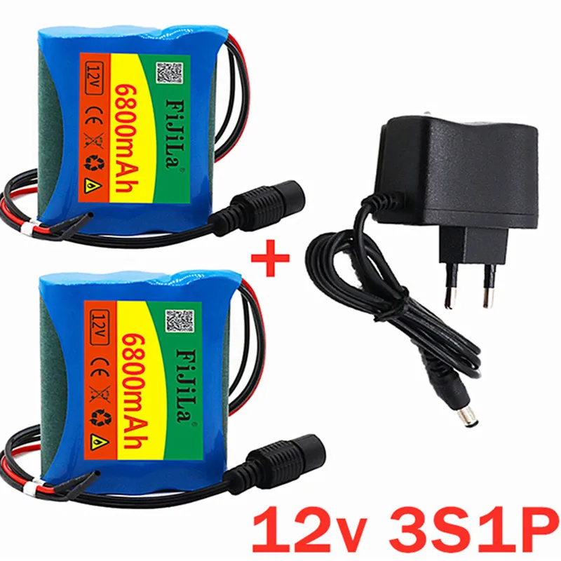 

upgradation 3S1P 12V 6800mAh 18650 Li-ion Rechargeable Battery Pack for CCTV Camera 3A Batteries+ 12.6V Charger Suit