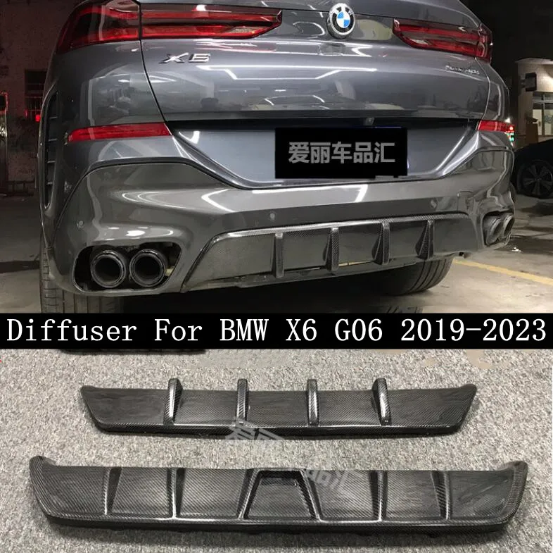 

Подходит для BMW X6 G06 2019-2023 Настоящее углеродное волокно Автомобильный задний бампер задний диффузор разветвители Защитная крышка