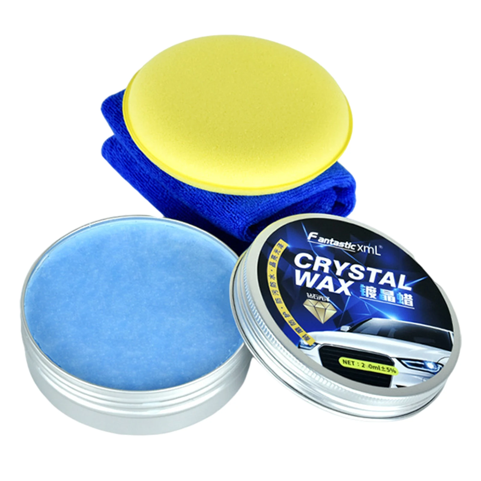 

Car Wax Crystal Plating Set | Hard Glossy Carnauba Wax Coating Care | Car Scratches Fast Repair with Waxing Sponge and Towel