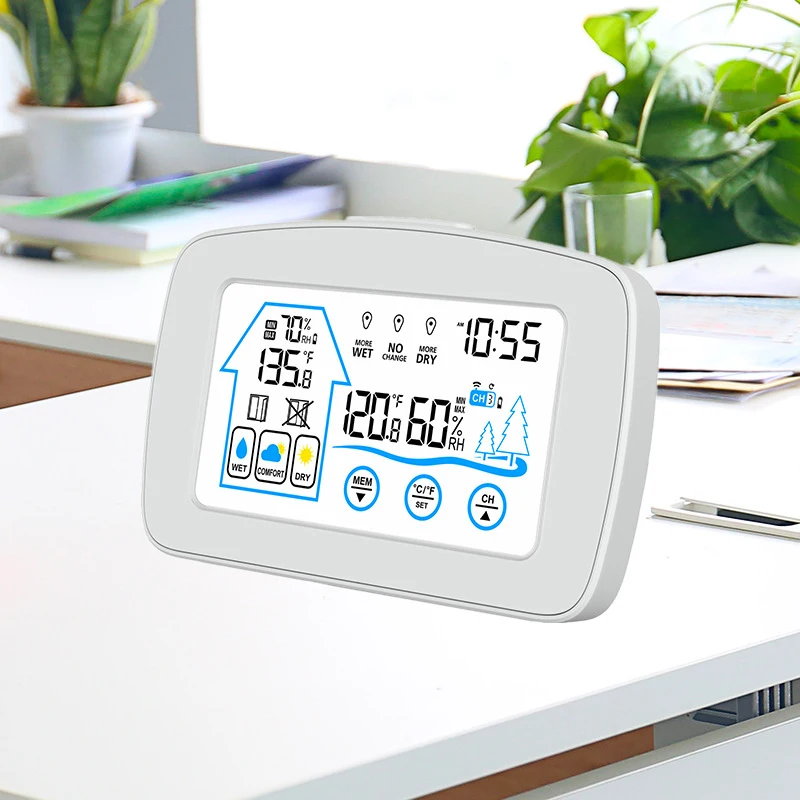 digital wireless weather station electronic clock lcd large screen 433mhz indoor and outdoor temperature and humidity meter free global shipping