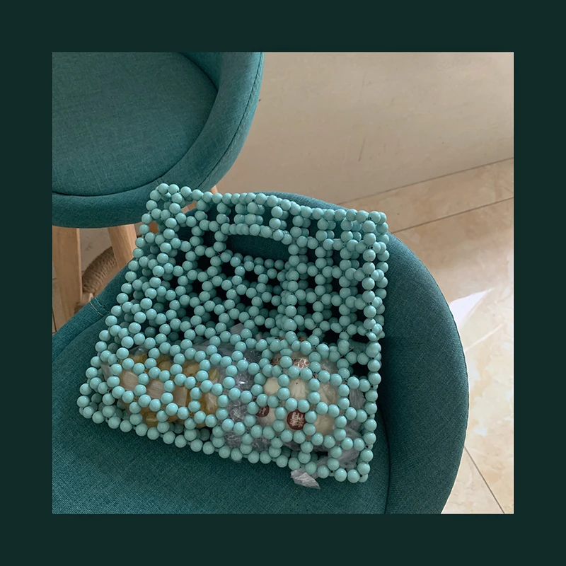 

Retro Hollow Hand-beaded Designer Handbags High Quality Large-capacity All-match Pocket Books and Handbags Female Green Purse