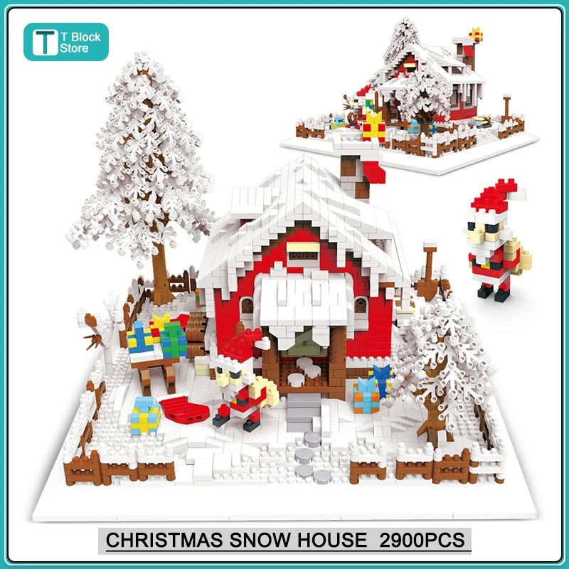 

2900pcs City Mini Christmas Street View Houses Architecture Building Blocks Friends New Year Snow Scene Bricks Toys for Kid Gift