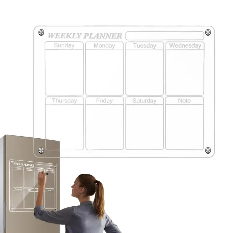 

Clear Magnetic Monthly Weekly Planner Calendar Table Dry Erase Whiteboard Blackboard Fridge Sticker Message Board Menu