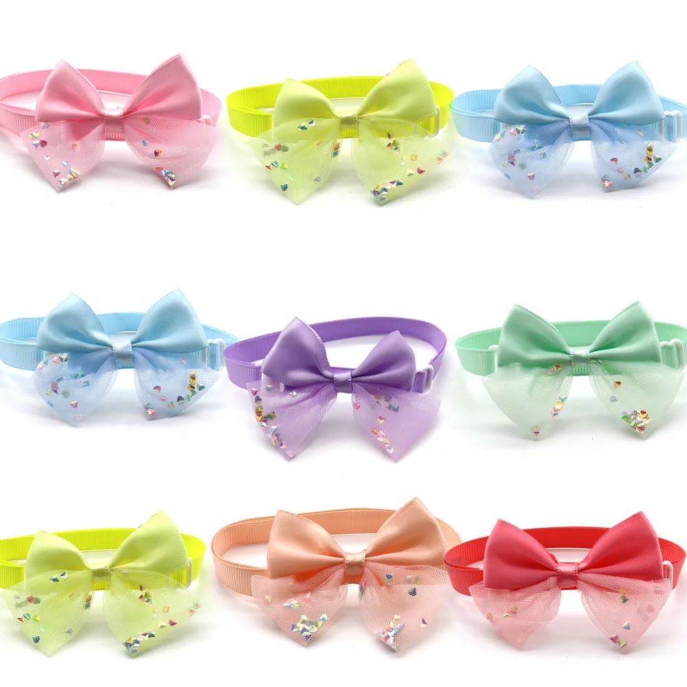 

50/100 шт. аксессуары для ухода за питомцами и щенками милые новые с бриллиантами галстуки-бабочки для детской шеи галстук товары для питомцев ...