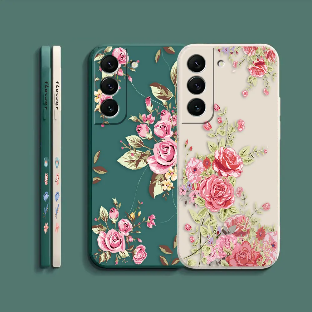 Case For Samsung Galaxy S23 S22 S21 S20 FE S11 S11E S10 S10E S9 S30 Ultra Plus 4G 5G Case Funda Cqoues Shell Pretty Pink Flowers