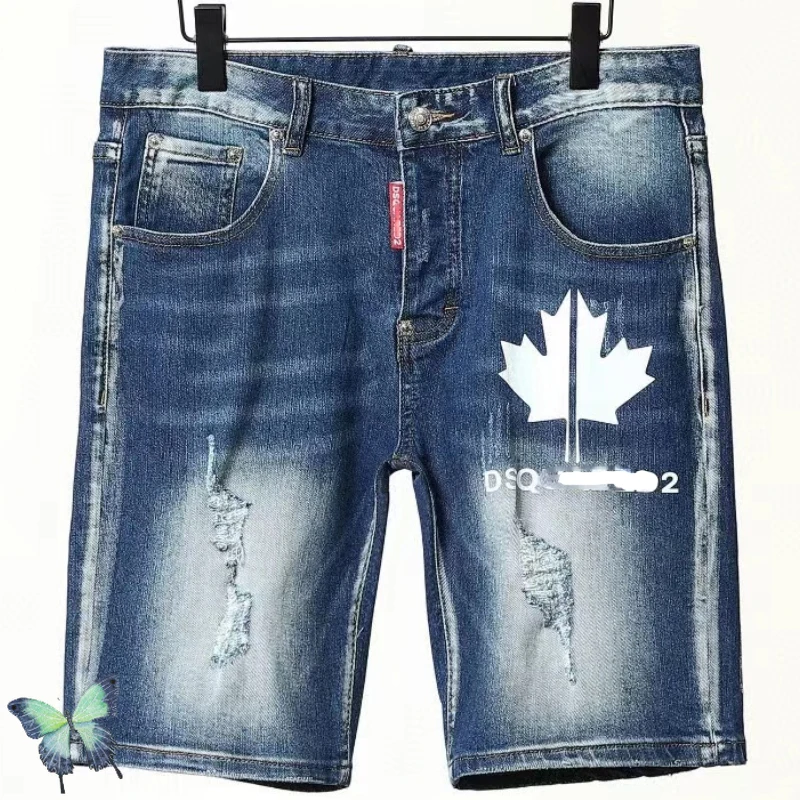 

DSQ2 Short Jeans Maple Leaf Print Simple Style Men's Denim Shorts
