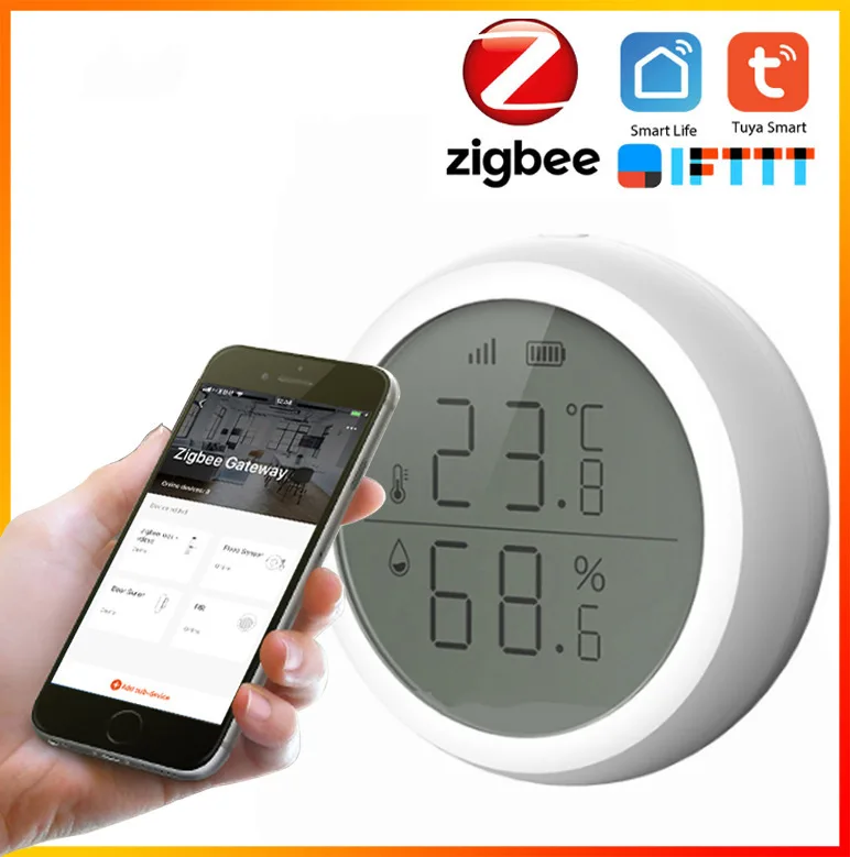 

Tuya Temperature and Humidity Sensor with LCD Screen Display WiFi zigbee Home automation security alarm Tuya sensor
