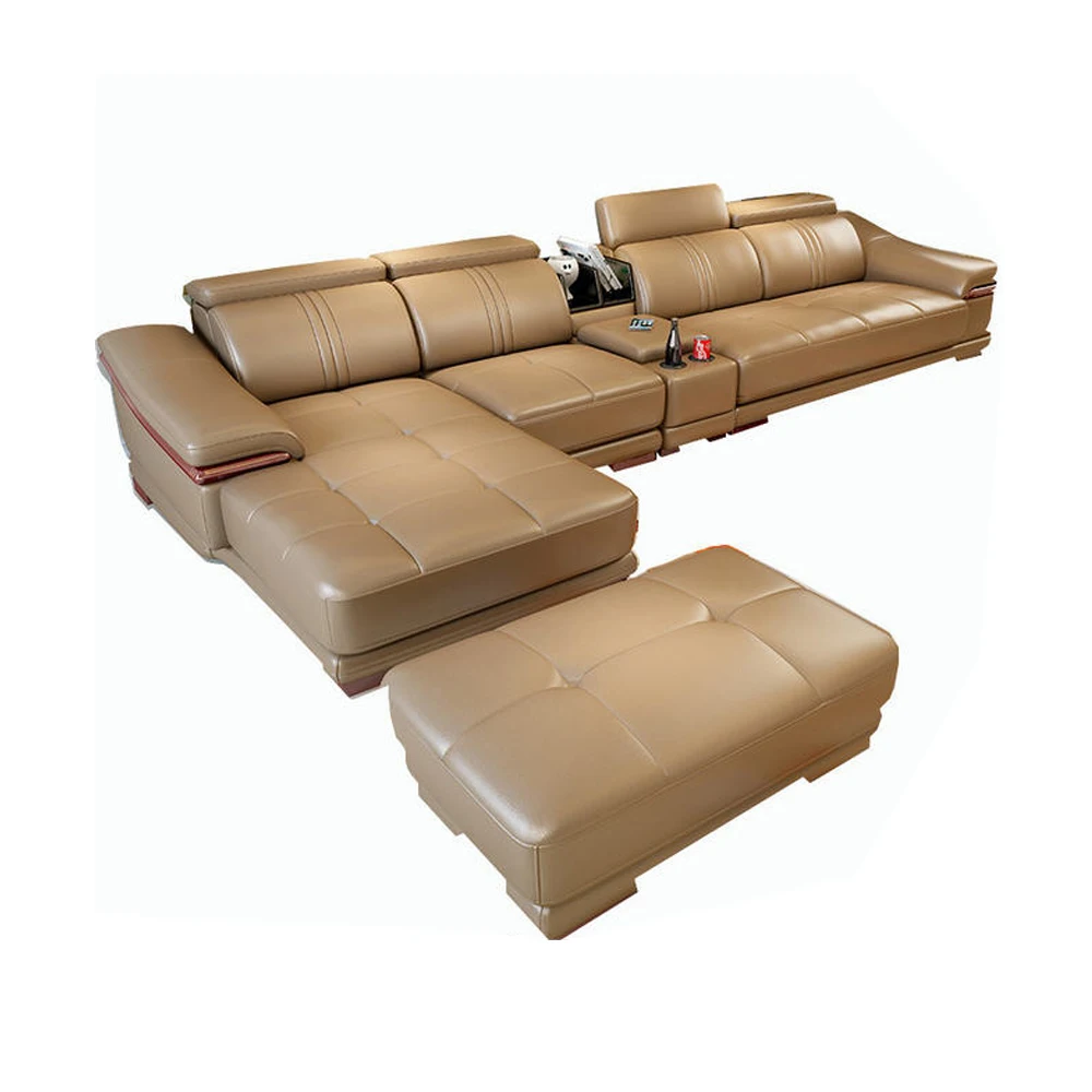 

Living Room Sofa set furniture real genuine cow leather sofas recliner couch puff asiento muebles de sala canape L sofa cama