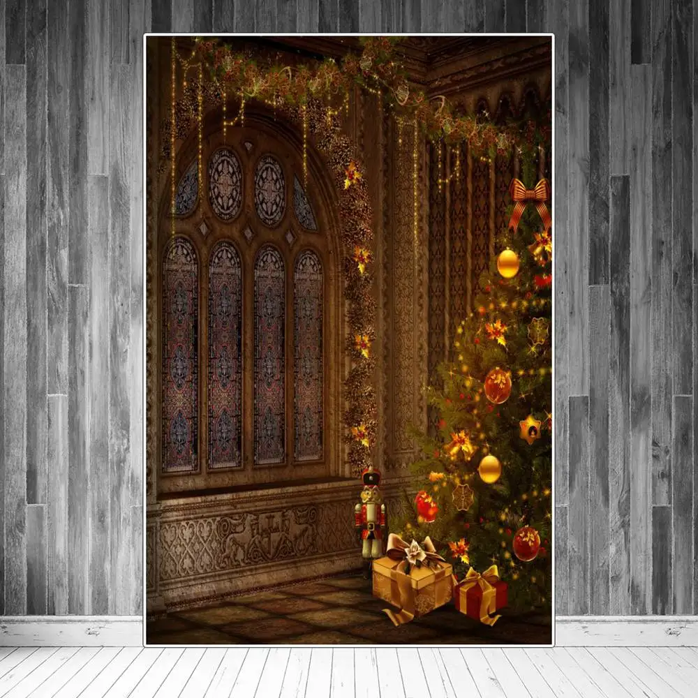 

Рождественская елка подарки Арка окно комната интерьер фотографии фоны на заказ Детская фотография Декор для дома