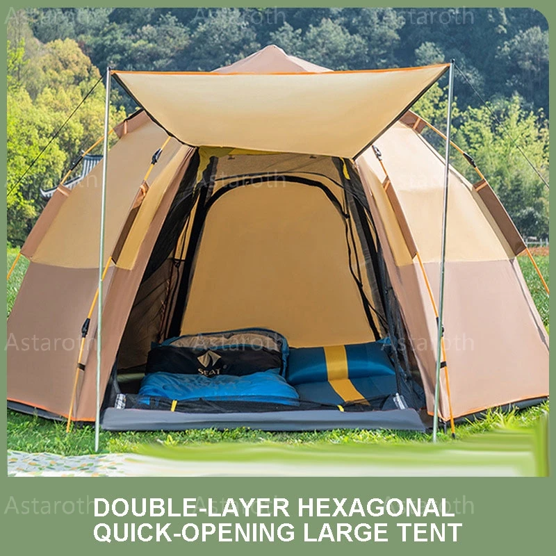 

Camping Tent Automatic Double Double Double Hexagonal Tent Outdoor 5-8 People Camping Camping Rainproof Easy-to-Put-up Tent