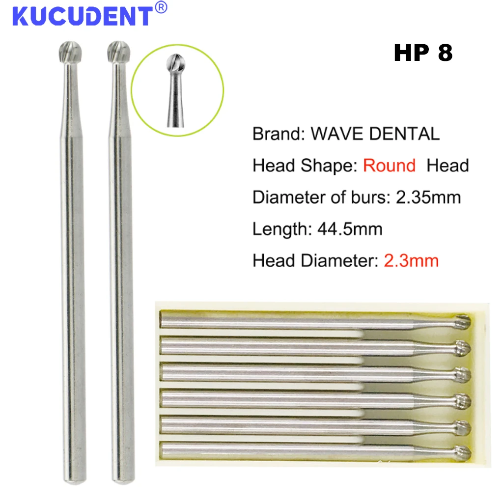 KUCUDENT 6 шт./коробка стоматологические боры из карбида вольфрама HP с круглой