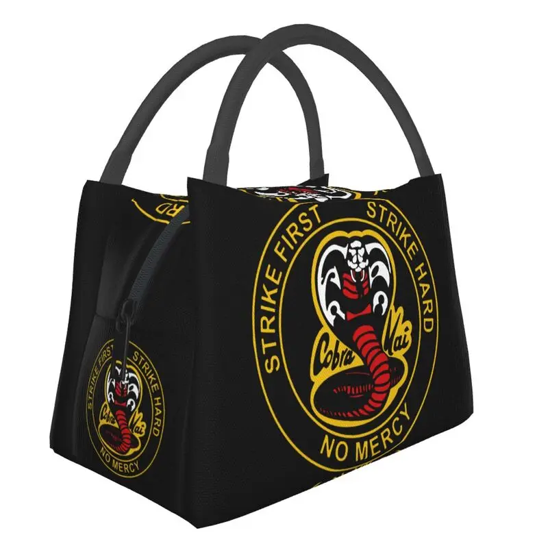 

Cobra Kai The Karate Kid Resuable Lunch Box Women Multifunction Strike First Strike Hard 80s TV Cooler Thermal Food Lunch Bag